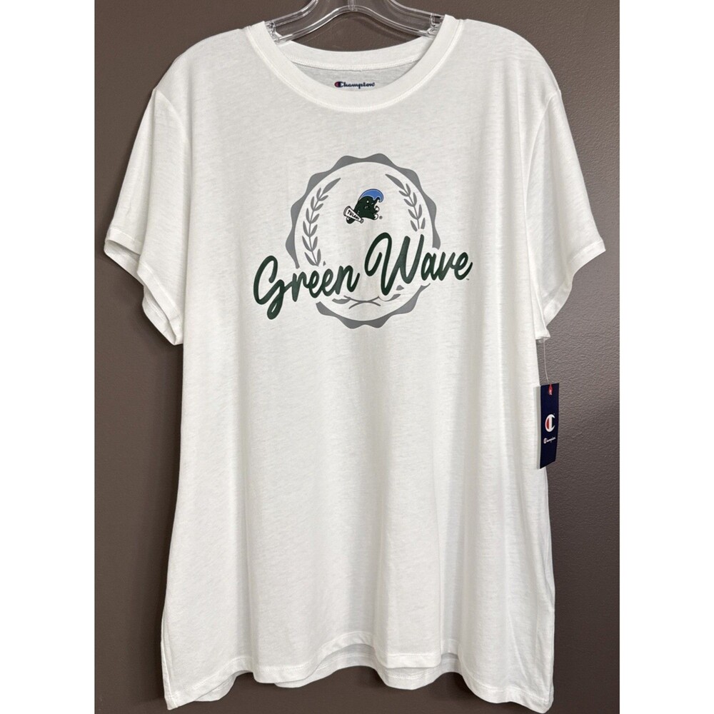 Tulane University Green Wave 2XL Champion TShirt White Licensed Womens Tee NWT